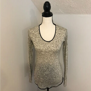 Rag & Bone Spine Pipping Trimmed Long Sleeve Heathered Tee